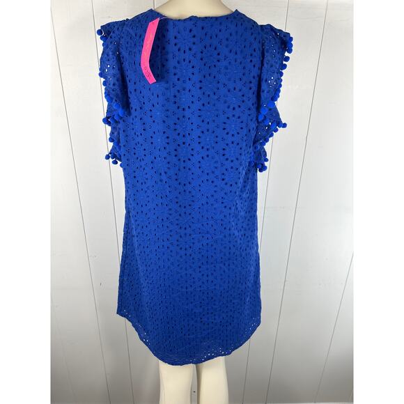 Lilly Pulitzer NWT Astara Dress Baha Blue Neon Sunburst Eyelet Size L - Picture 4 of 7